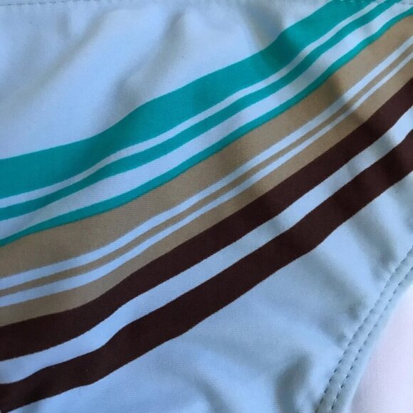 Beach Joy Size Large Light Blue Floral and Striped Side Tie Bikini Bottom. - Picture 2 of 4